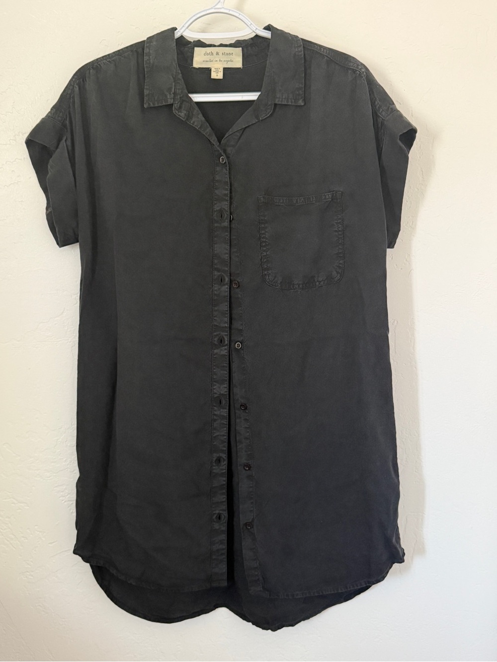 cloth & stone Women’s Black Short-Sleeve Button-Up Shirt Dress
